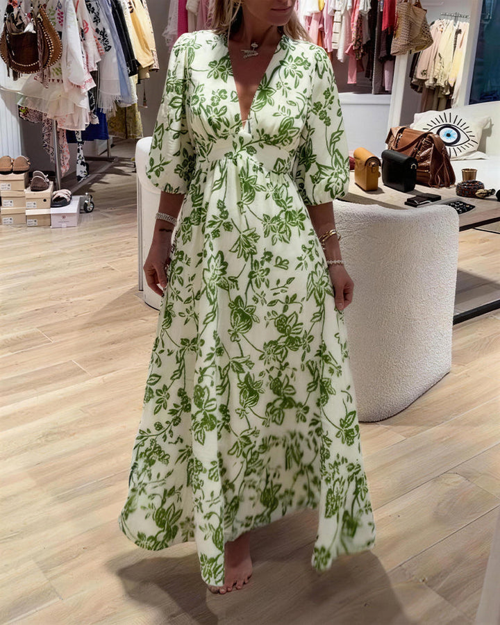 Lyssia – Elegantes Langes Kleid Mit Blumenmuster