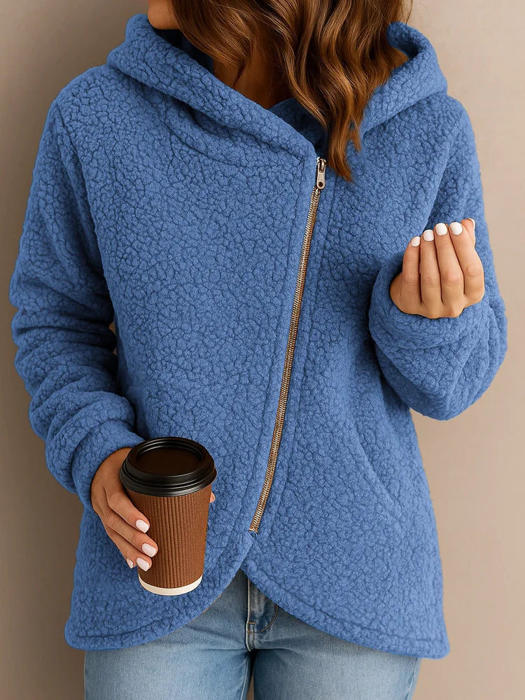 Wendie - Gemütlicher Sherpa Fleece Kapuzenpullover Mit Reißverschluss