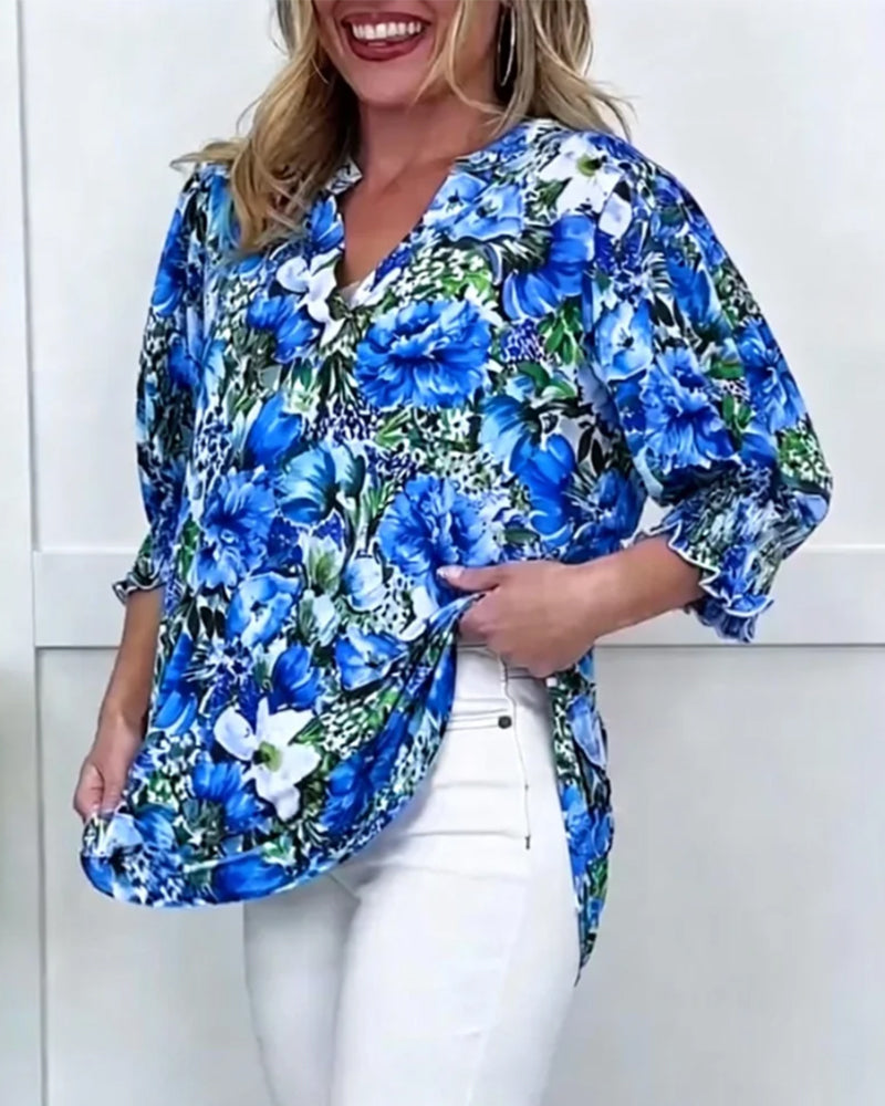 Niliza – Kurzärmelige Bluse Mit Blumen Muster
