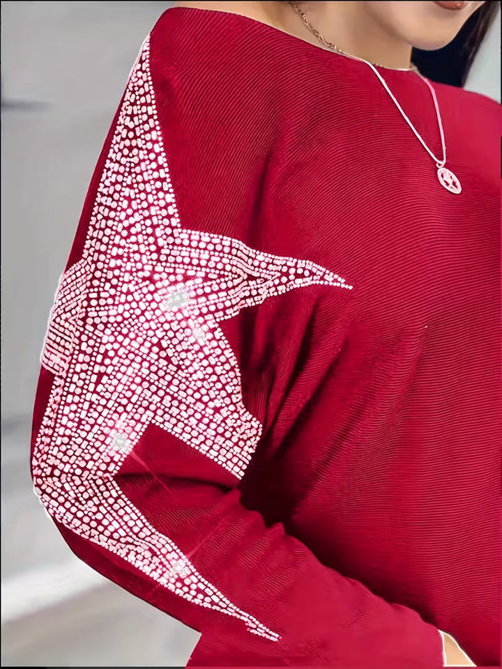 Bernardino - Eleganter Langarm Pullover Mit Sternen Drucken