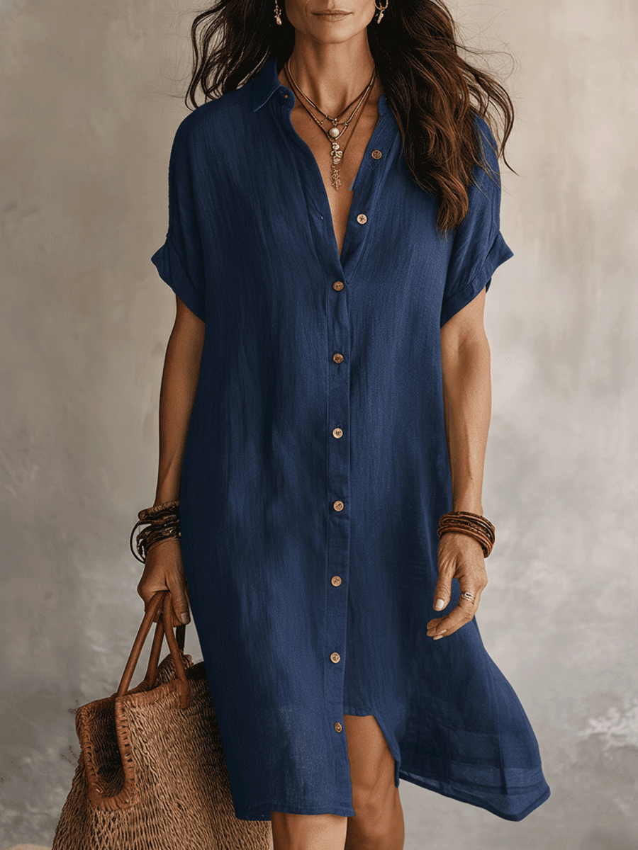Nilisha – Midi-Shirtkleid Aus Leinen Und Baumwolle