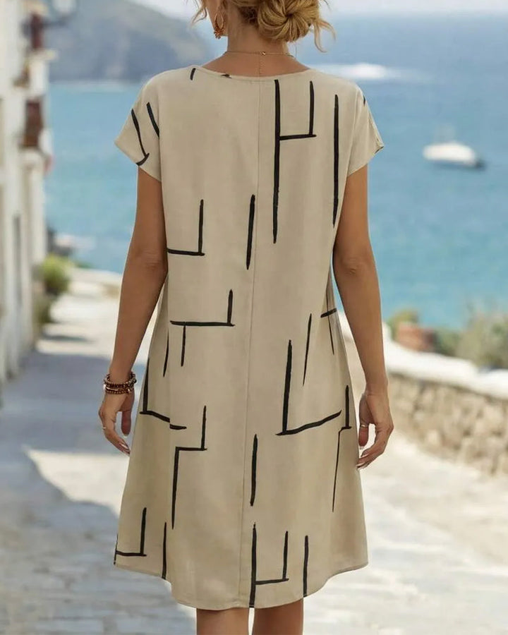 Ainee – Sommer Kleid Mit Rundhalsausschnitt Und Print