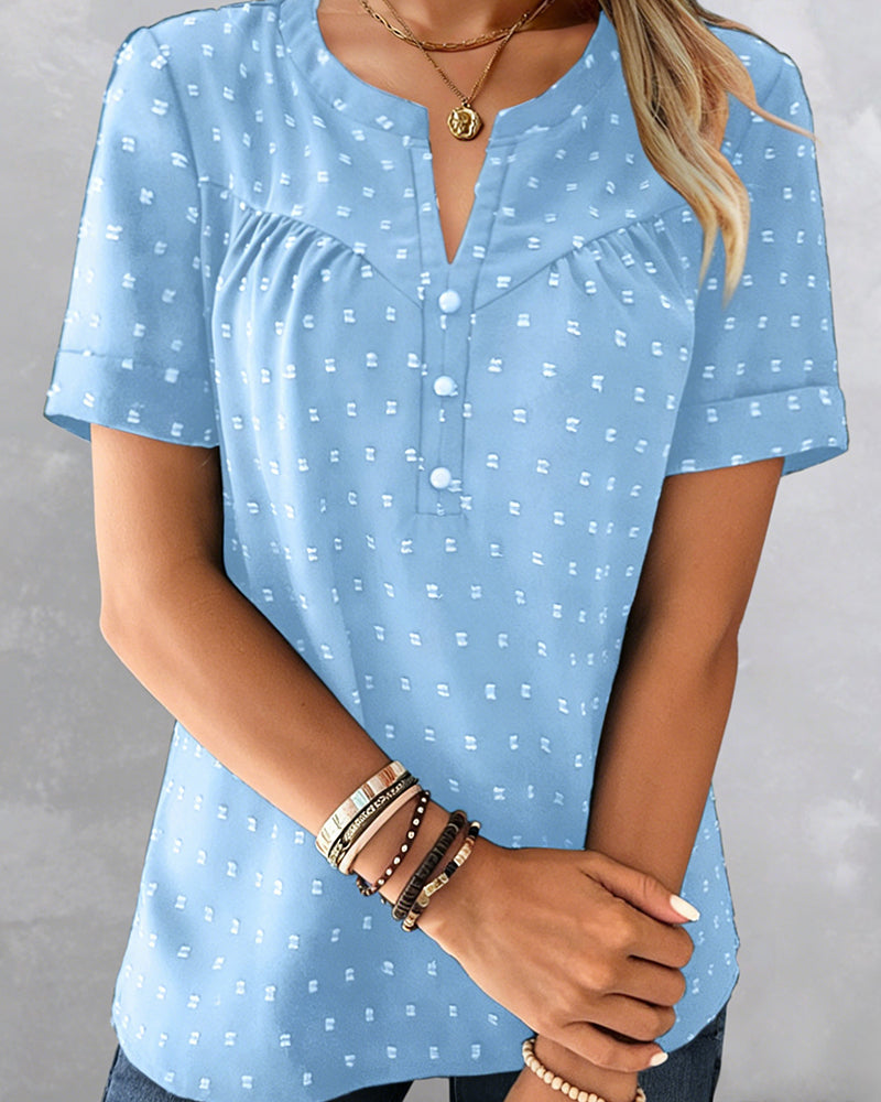 Seela - Kurzarm Bluse MIT V Ausschnitt