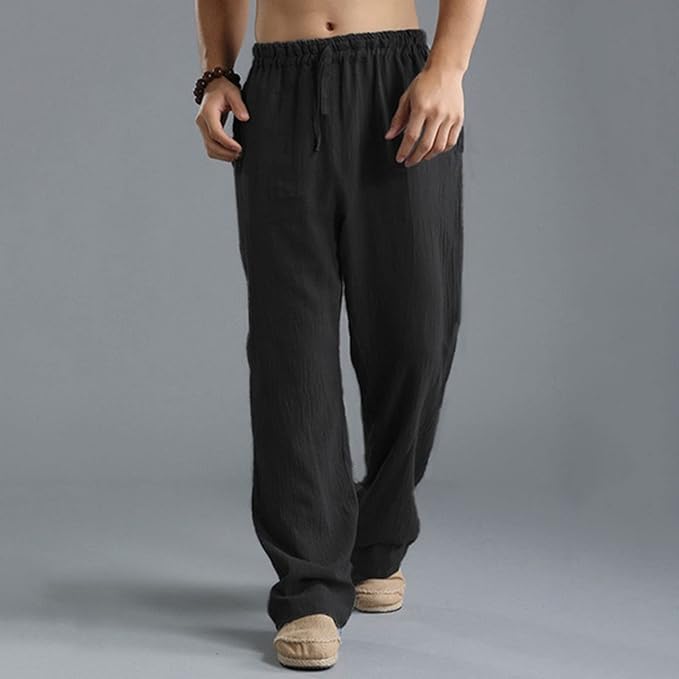 Jooa - Atmungsaktive Lockere Sport Hose Aus Leinen Mit Kordelzug