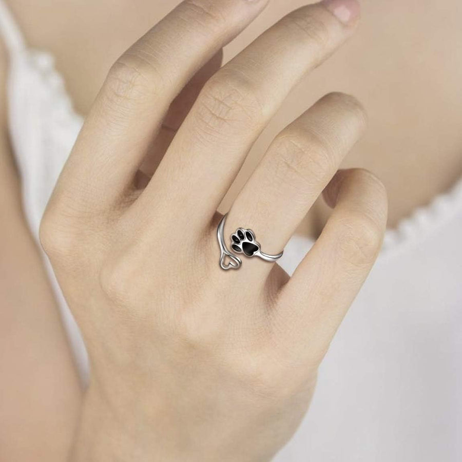 HeartPaw – Handgefertigter Ring mit Pfote und Herz