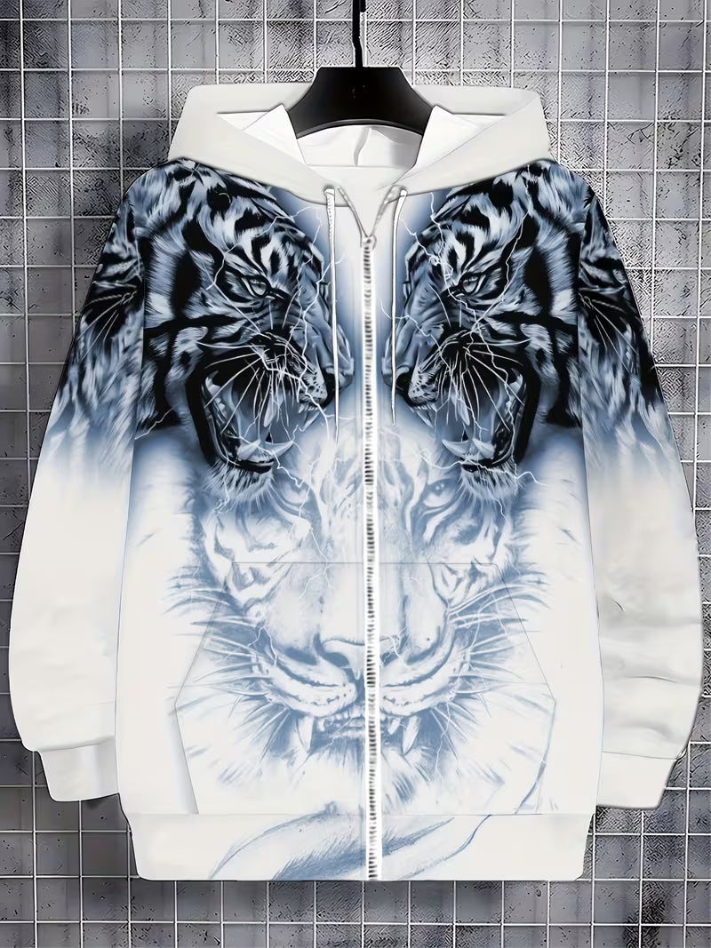 Luciano – Kapuzenpullover Mit Reißverschluss Und Tiger Muster