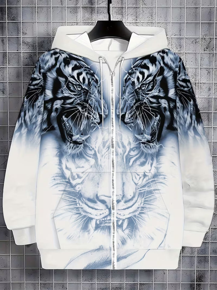 Luciano – Kapuzenpullover Mit Reißverschluss Und Tiger Muster