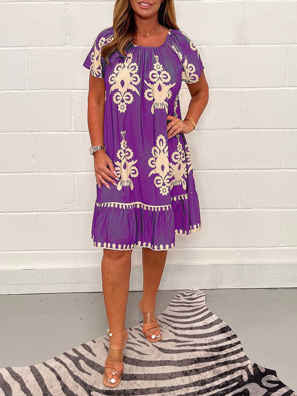 Ranee - Kleid Mit Geometrischem Muster Und Quadratischem Ausschnitt