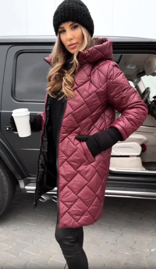 Kureha - Stylische Gesteppte Kapuzenjacke Mit Reißverschluss