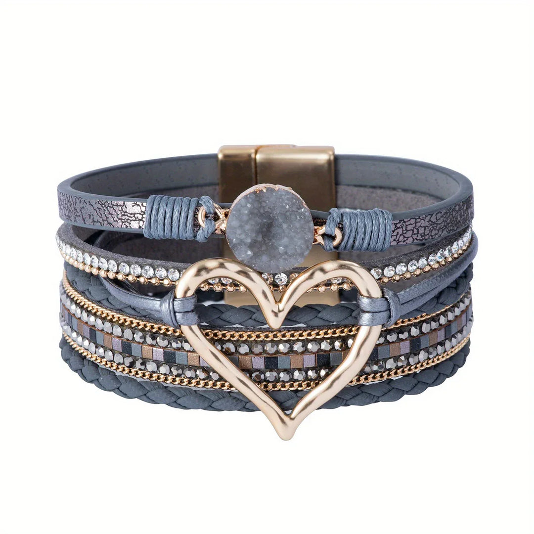 Joely - Mehrlagiges Leder Armband Mit Herz Gestaltung