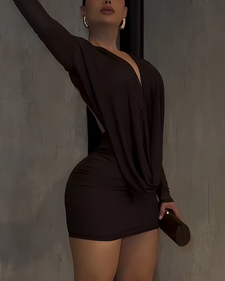 Nixlyn – Minikleid aus Mesh mit V-Ausschnitt und Rückenausschnitt