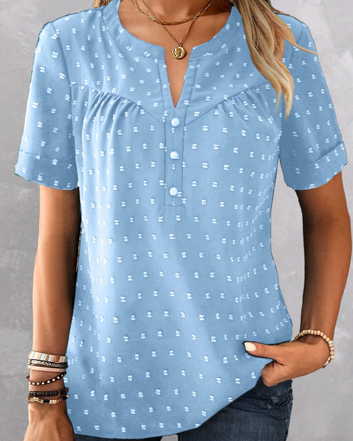 Seela - Kurzarm Bluse MIT V Ausschnitt