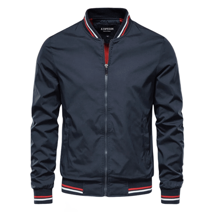 Noam – Klassische Bomber Jacke Mit Gestreiftem Besatz