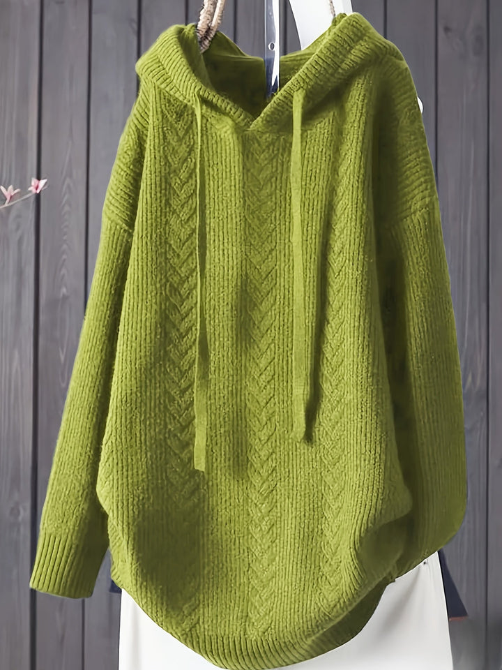 Genivee – Lässiger Langarm Strick Kapuzenpullover