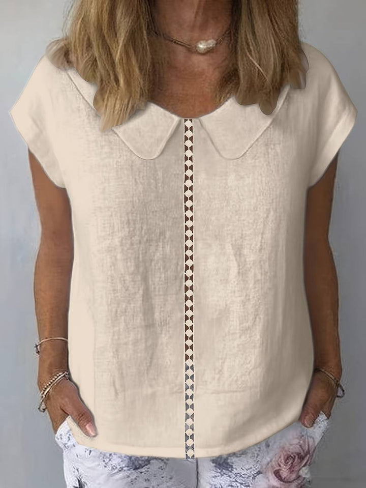 Krischelle - Kurzärmeliger Pullover Mit Spitzenbesatz am Revers