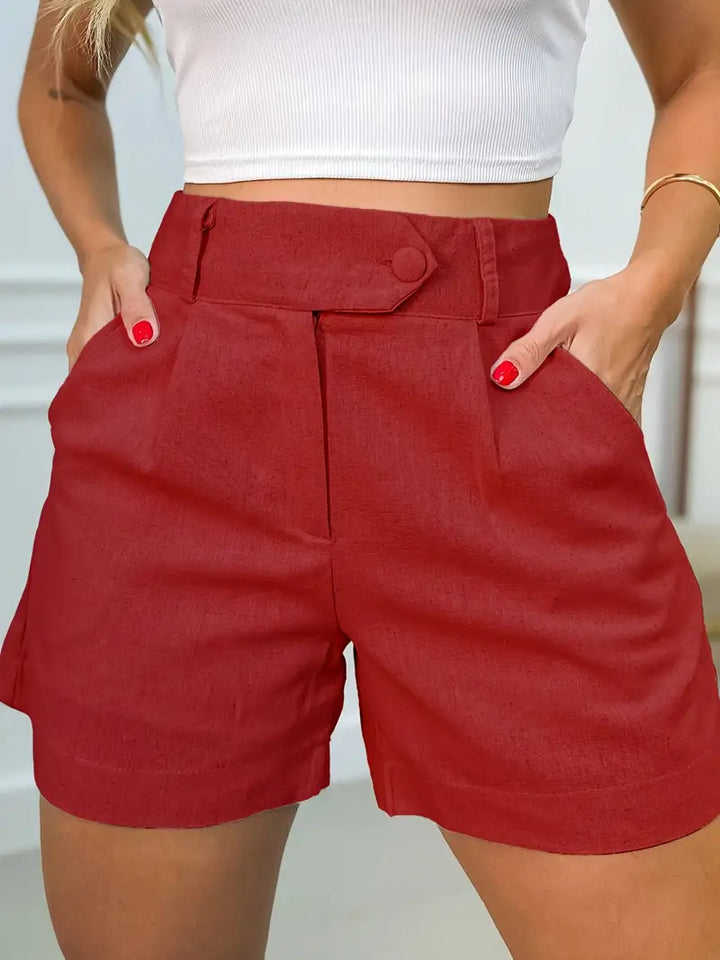 Annora – Lässige Kurze Mit Hoher Taille Und Knopf