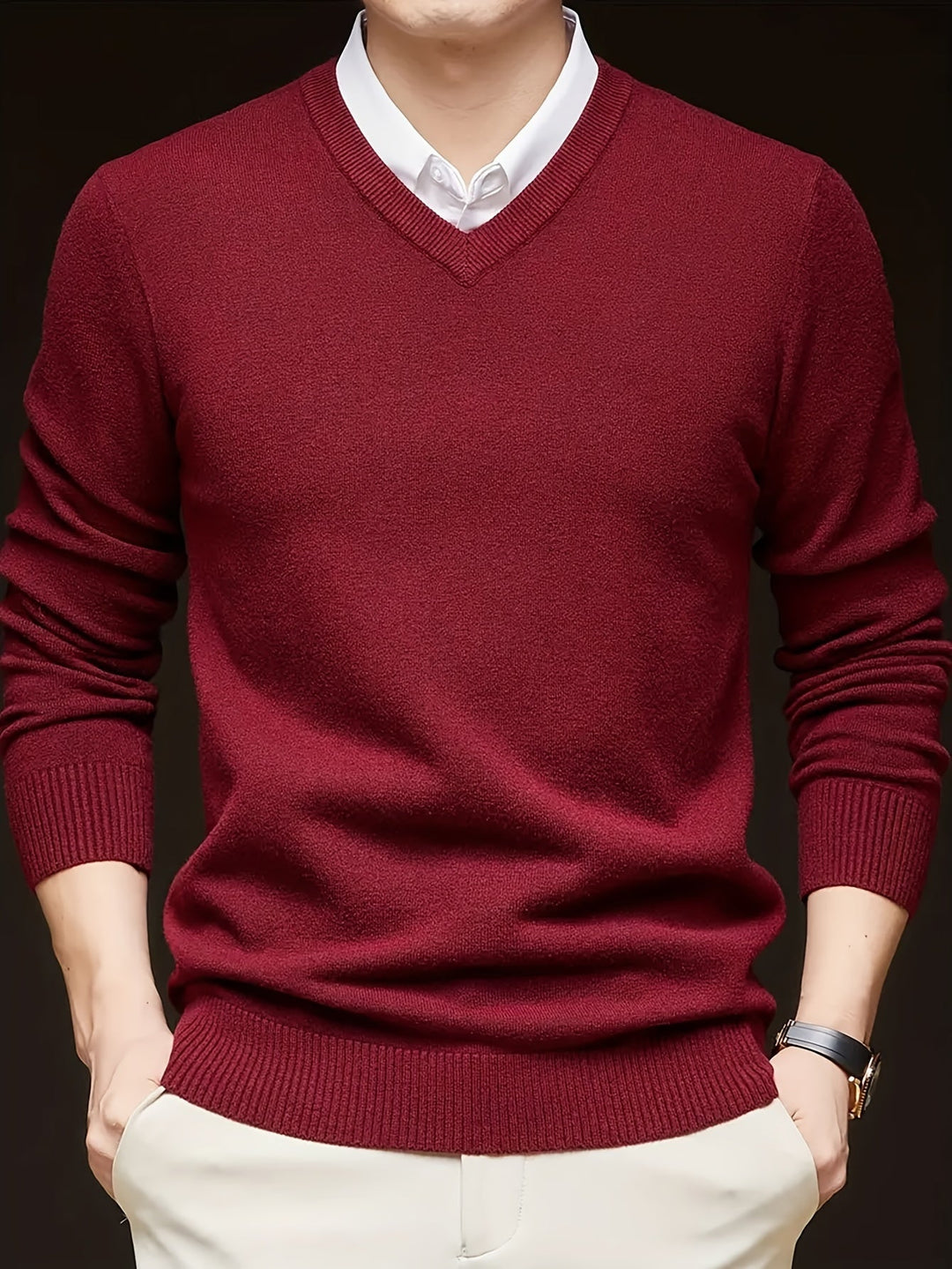 Dionysis – „Cross Border“ Strickpullover mit V-Ausschnitt