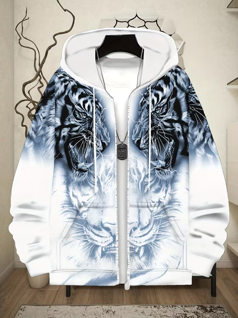Luciano – Kapuzenpullover Mit Reißverschluss Und Tiger Muster