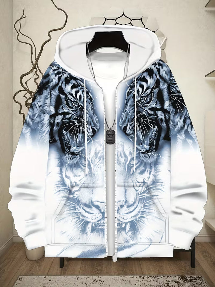 Luciano – Kapuzenpullover Mit Reißverschluss Und Tiger Muster