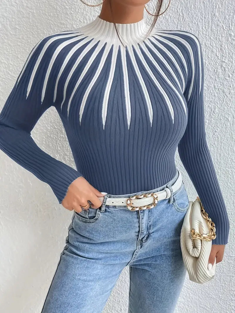 Maider – Eleganter Langarm Pullover Mit Hoher Kragen