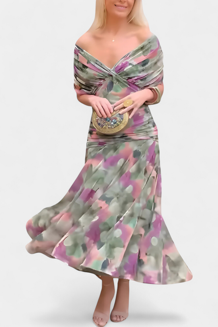 Rawan – Maxikleid Aus Chiffon Mit Schulterfreiem Ausschnitt