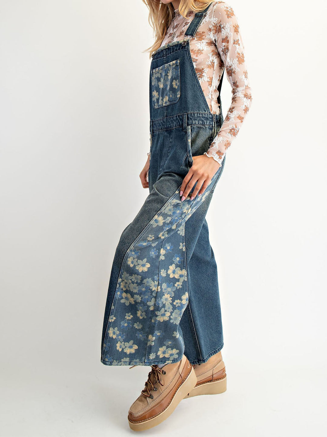 Yalita – Jeanslatzhose mit Blumenmuster