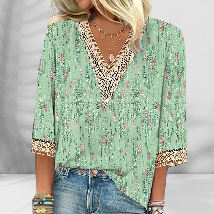 Maricela - Boho Bluse Mit Blumenmuster Und Langen Ärmeln