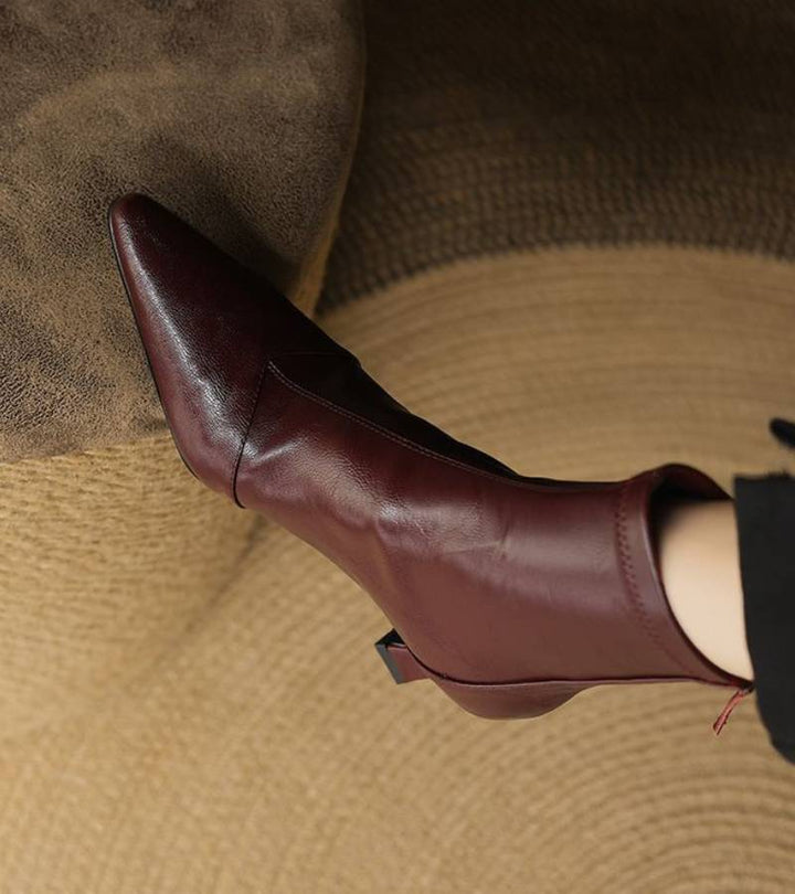 Sanduni - Leder Stiefelette Mit Mittlerem Absatz