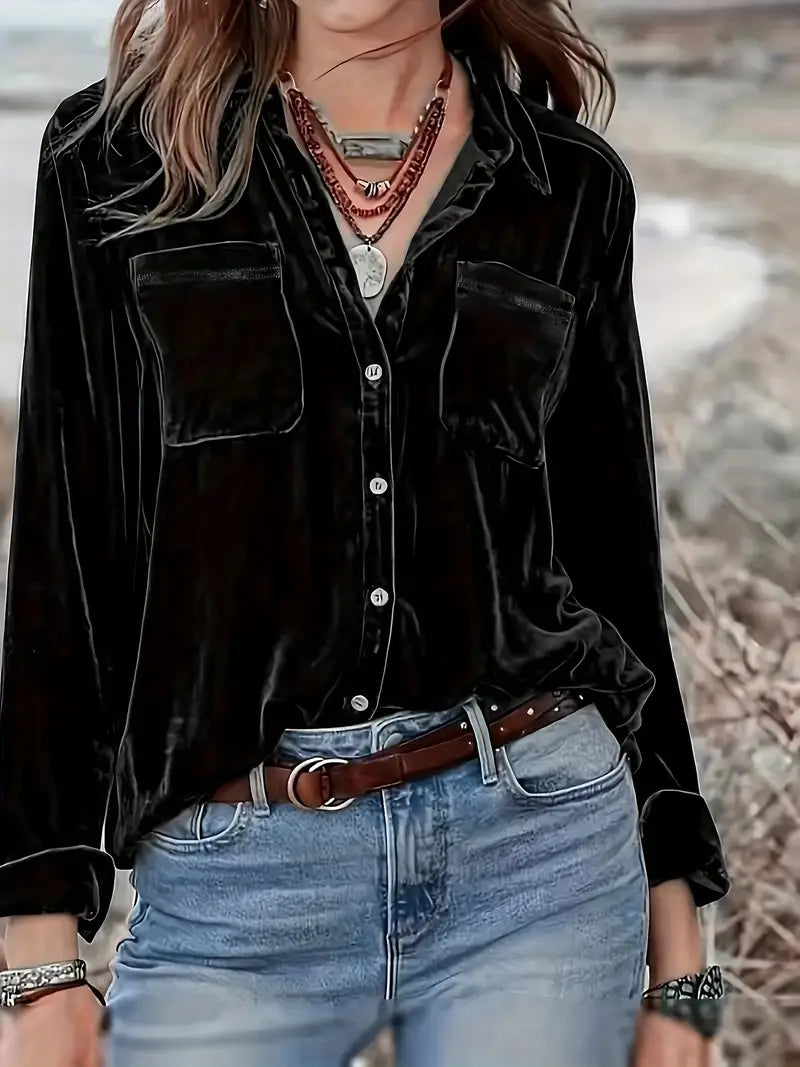 Geanie - Langarm Hemd Mit Vorderseite Taschen