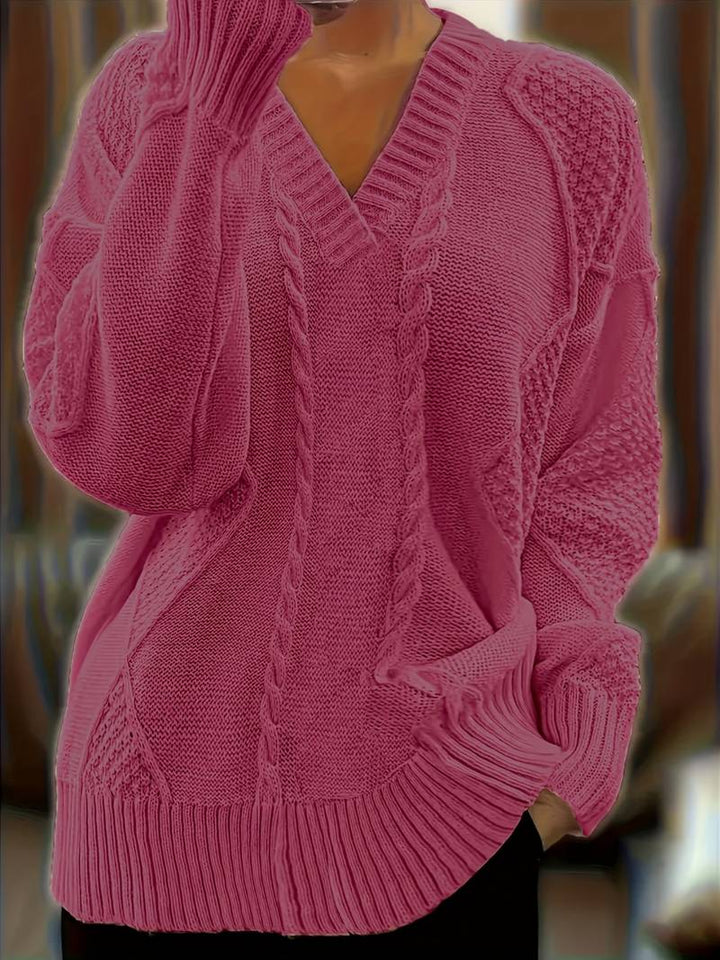 Tzvia - Lässiger Strick Pullover Mit V Ausschnitt