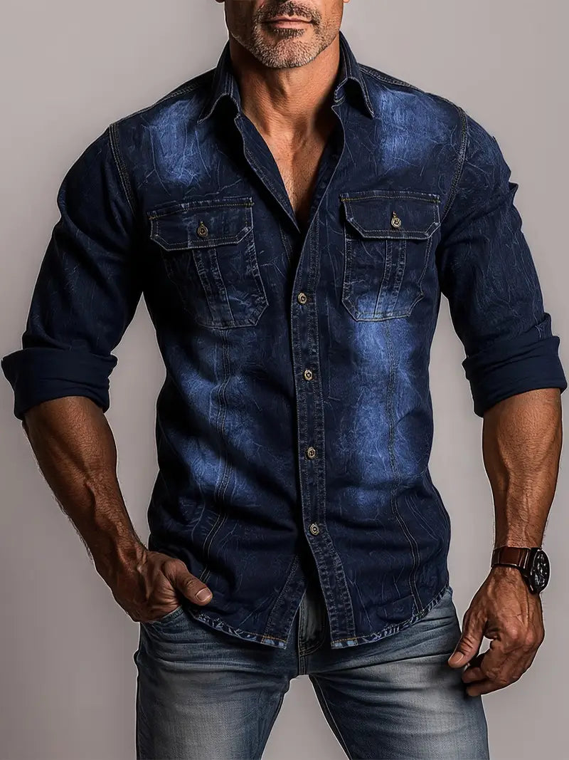 Angelo – Jeanshemd Mit Knopfleiste Und Aufgesetzten Taschen