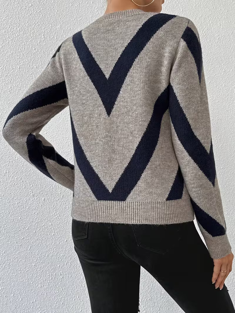 Minaza – Pullover Mit Rundhalsausschnitt Und Geometrischem Muster