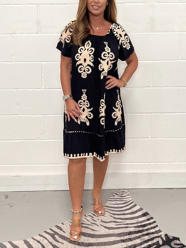 Ranee - Kleid Mit Geometrischem Muster Und Quadratischem Ausschnitt