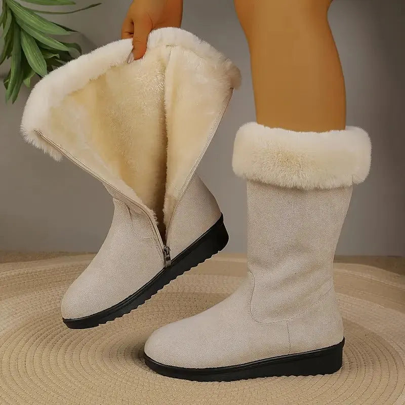 Neah - Warmer Langer Stiefel Mit Reißverschluss