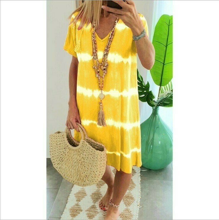 Karlaa - Lockeres Sommer Kleid aus Batik Mit Streifenmuster