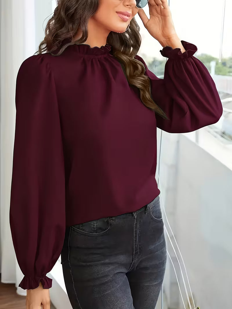 Aurelija – Bluse Mit Rüschen Kragen Und Puffärmeln