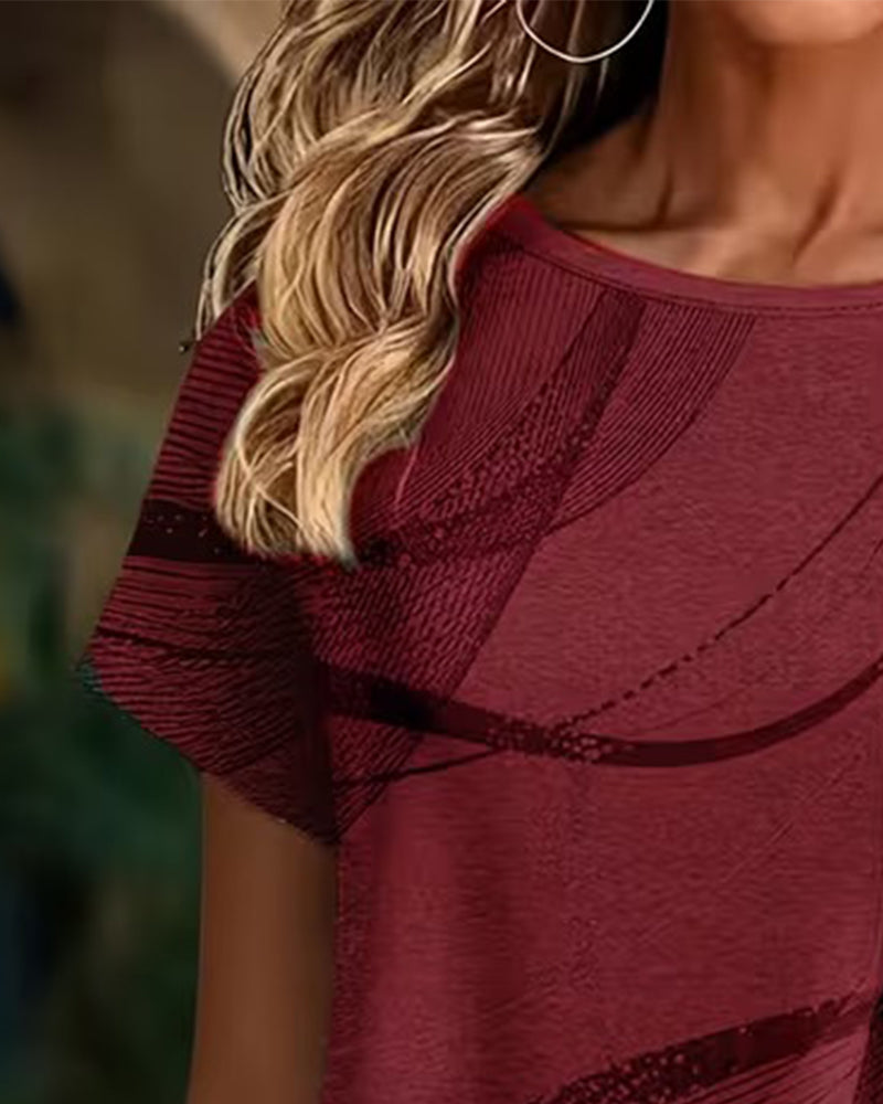Zoniya – Kurzärmliges Oberteil Mit Asymmetrischem Saum Und Print