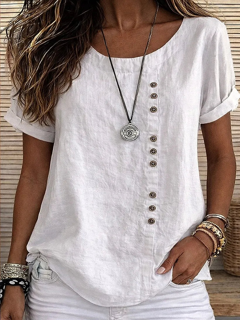 Mickale - Baumwoll Bluse Mit Knopfleiste