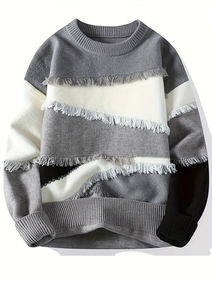 Derrick – Ausgefranster Strickpullover Mit Langen Ärmeln