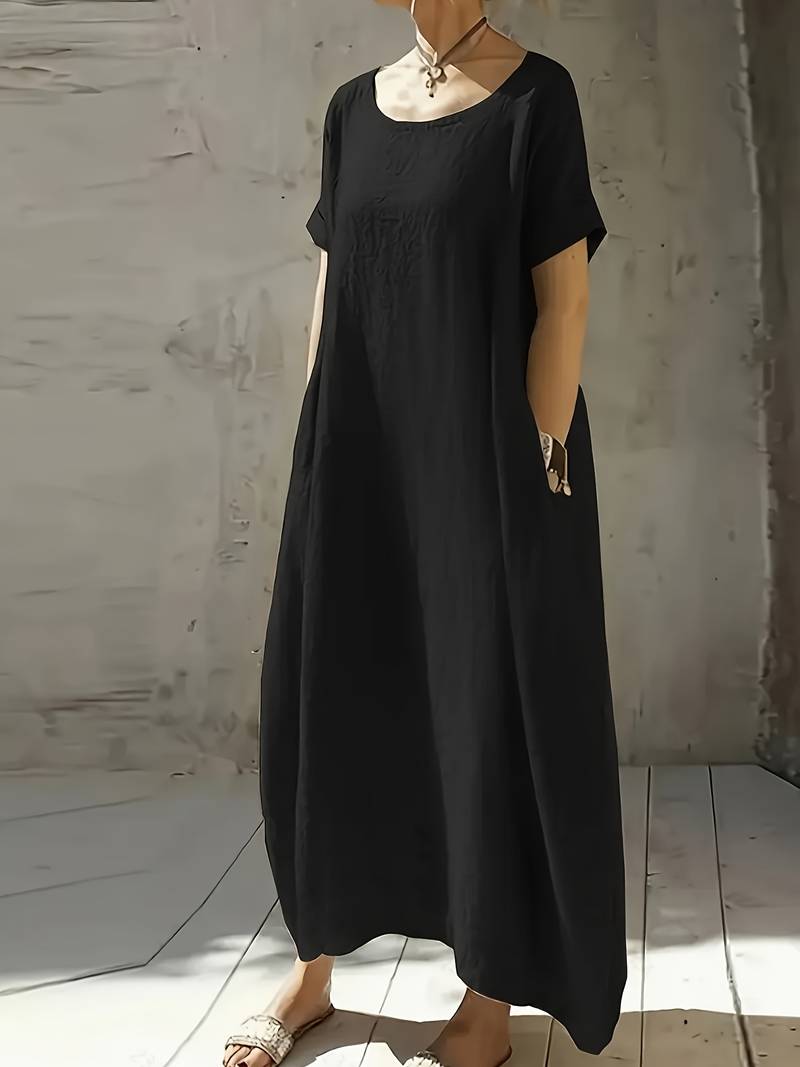Anuradhi - Lässiges Langes Kleid Mit Weiten Ärmeln