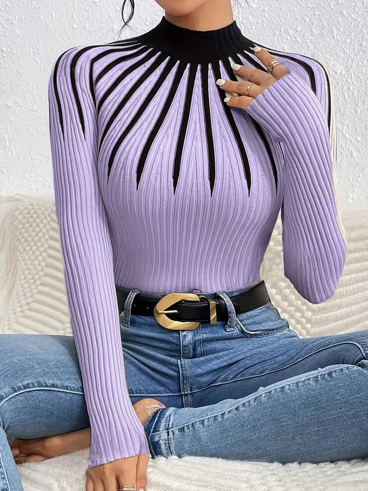 Maider – Eleganter Langarm Pullover Mit Hoher Kragen