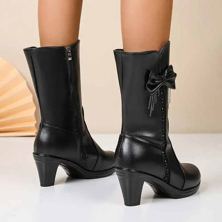 Nuccia - Vintage Lederstiefel Mit Schleife