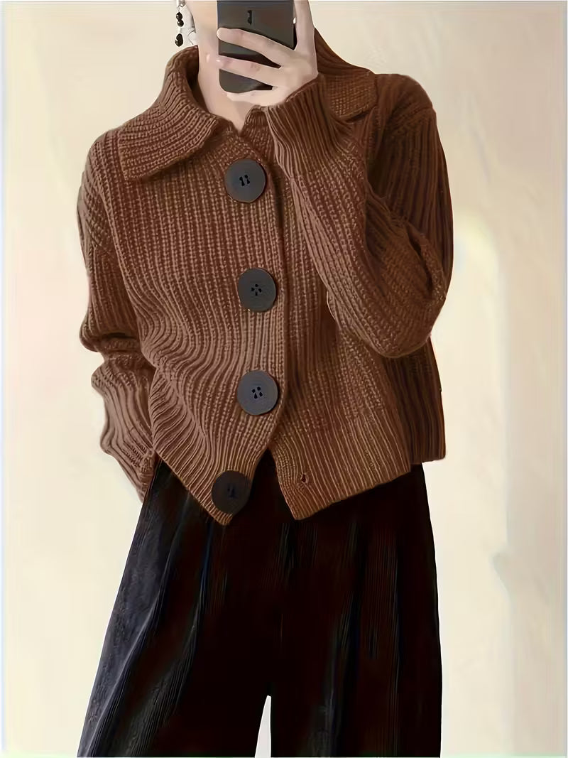 Agnetha – Strick Pullover Mit Großen Knöpfen