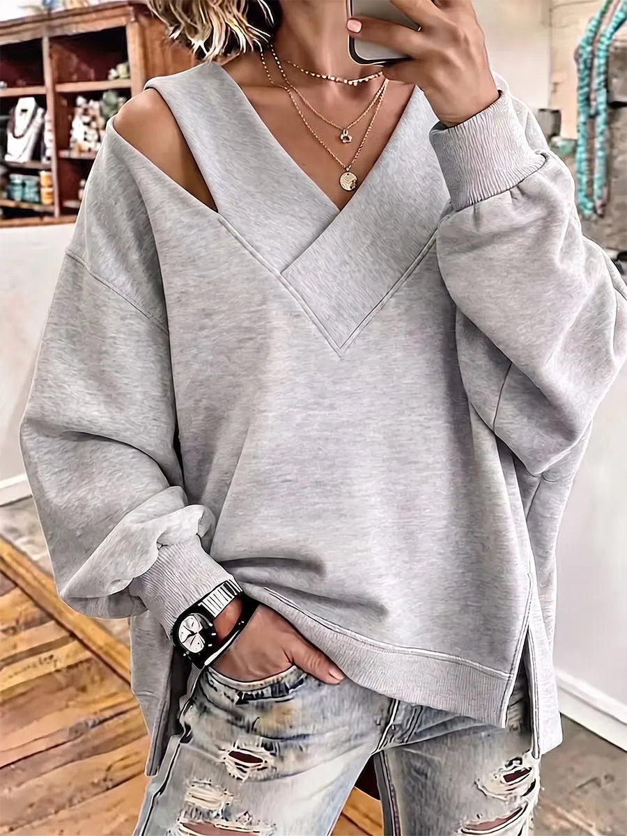 Kirstan – Schickes Oversize Sweatshirt Mit V-Ausschnitt Und Cut-out