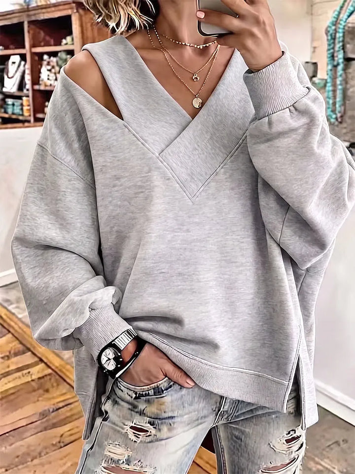 Kirstan – Schickes Oversize Sweatshirt Mit V-Ausschnitt Und Cut-out