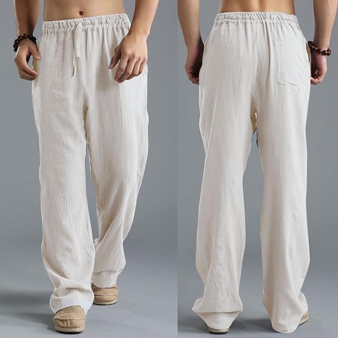 Jooa - Atmungsaktive Lockere Sport Hose Aus Leinen Mit Kordelzug