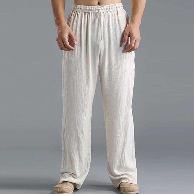 Jooa - Atmungsaktive Lockere Sport Hose Aus Leinen Mit Kordelzug