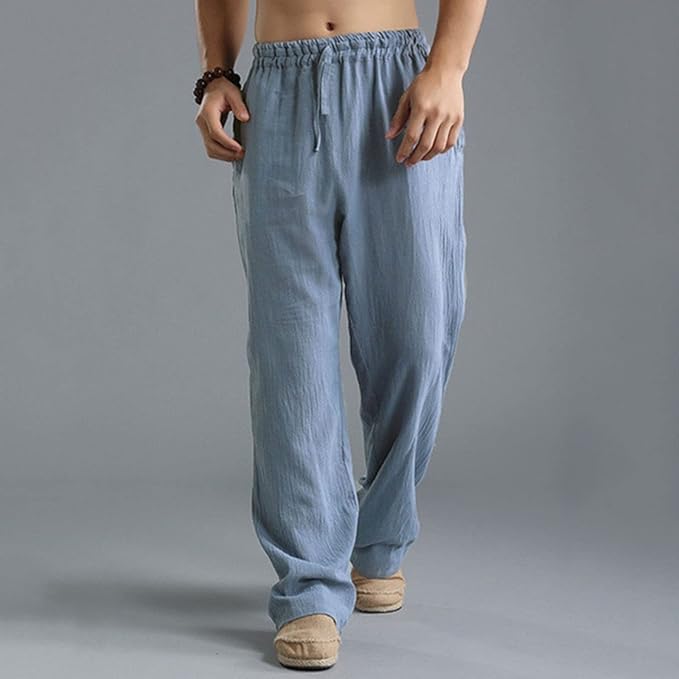 Jooa - Atmungsaktive Lockere Sport Hose Aus Leinen Mit Kordelzug