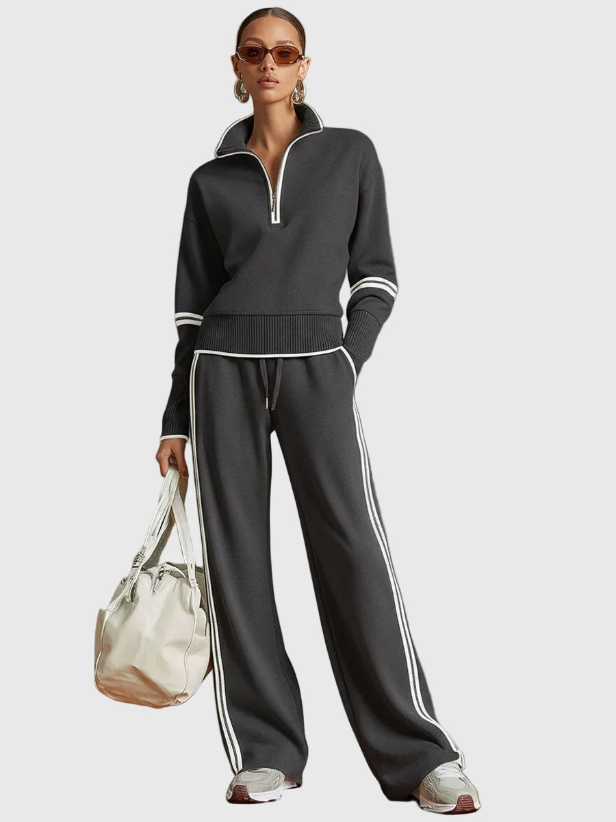 Minrada - Set Aus Bluse Und Hose Mit Breiten Falten
