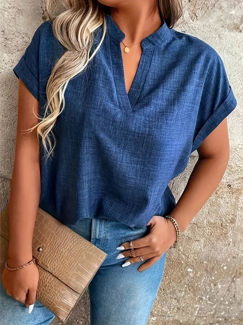 Rosabelle - Lässige Bluse Mit V Ausschnitt